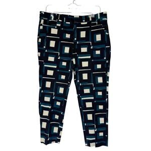 Banana Republic Sloan Blue & Ivory Square Design Career Trousers Pants Size 12P